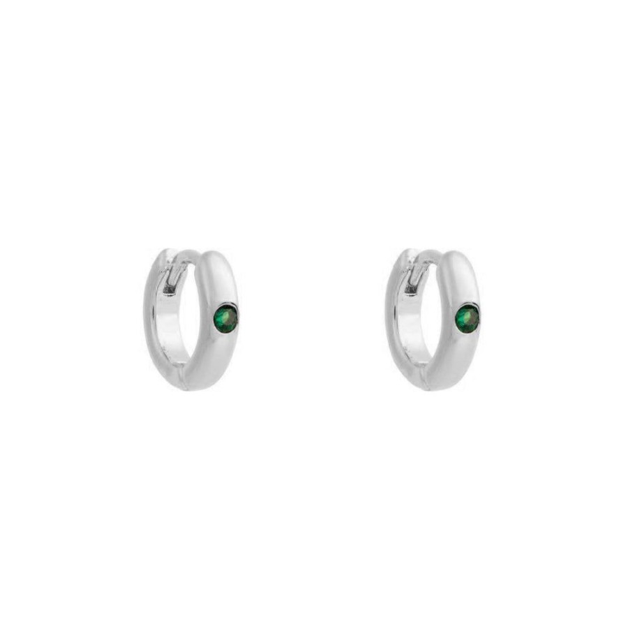 Aros BOAZ Todas | Argollas Ali Green Banadas En Oro Blanco