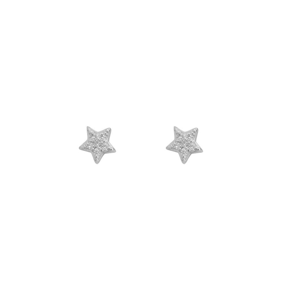 Aros BOAZ | Aros Mini Stars Circones Banados En Oro Blanco