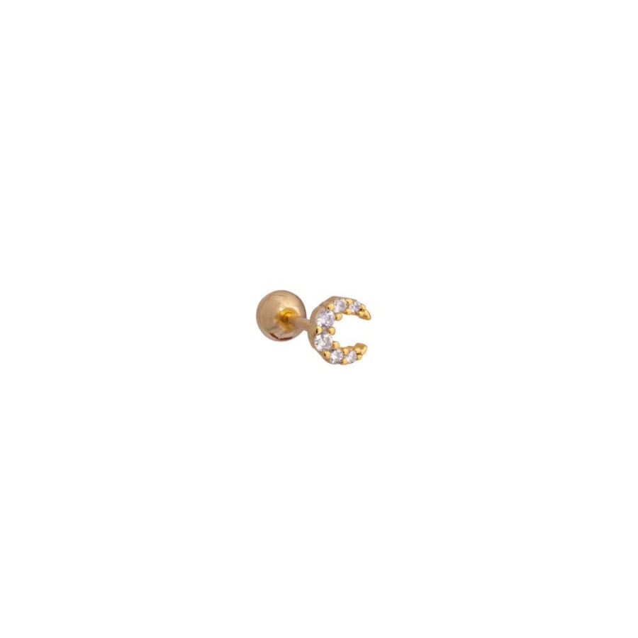 Aros BOAZ | Piercing Moon Banado En Oro (1 Unidad)