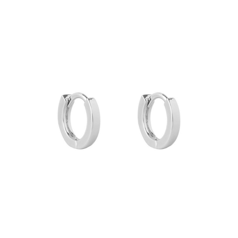 Aros BOAZ Oro Blanco | Argollas Lisas 12Mm Banadas En Oro Blanco