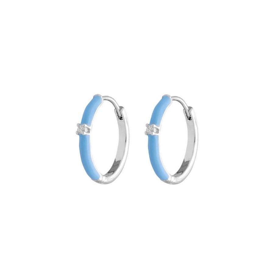 Aros BOAZ Todas | Argollas Luca Blue Banadas En Oro Blanco