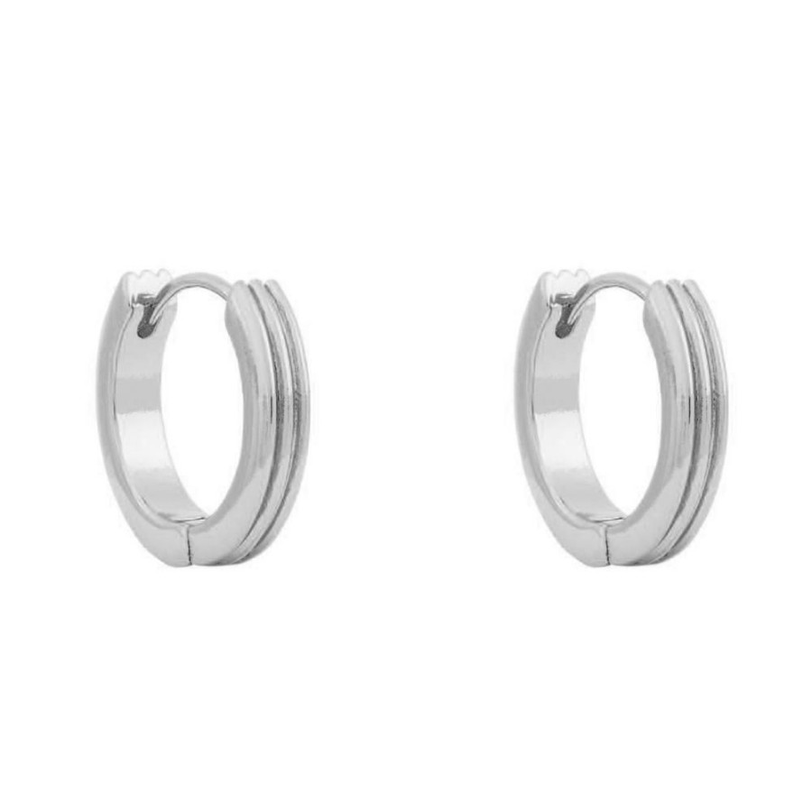 Aros BOAZ Todas | Argollas Bruna 20Mm Banadas En Oro Blanco