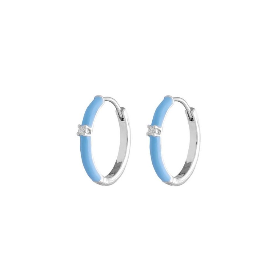 Aros BOAZ Oro Blanco | Argollas Luca Blue Banadas En Oro Blanco