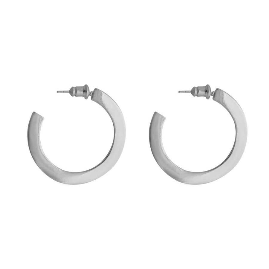 Aros BOAZ Todas | Argollas Aila 30Mm Banadas En Oro Blanco