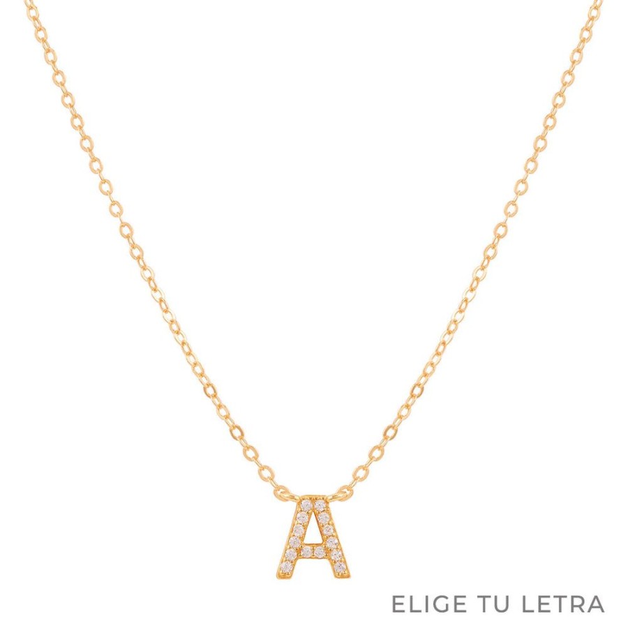 Collares BOAZ | Collar Inicial Shine Banado En Oro